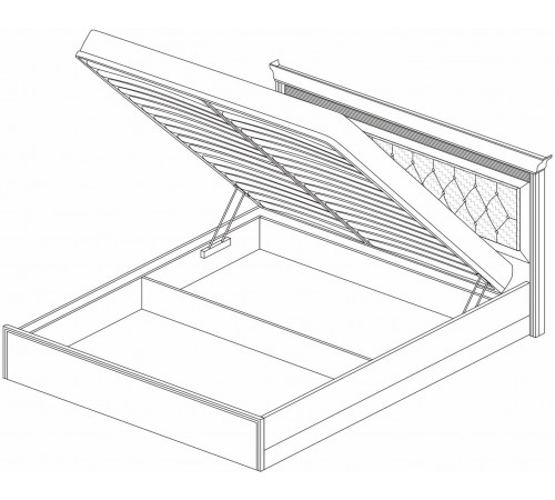 Кровать 1400/1600/1800 с подъемным механизмом Неаполь  Ясень анкор светлый (патина "серебро") экокожа polo белая